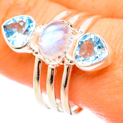 Rainbow Moonstone Rings handcrafted by Ana Silver Co - RING123734