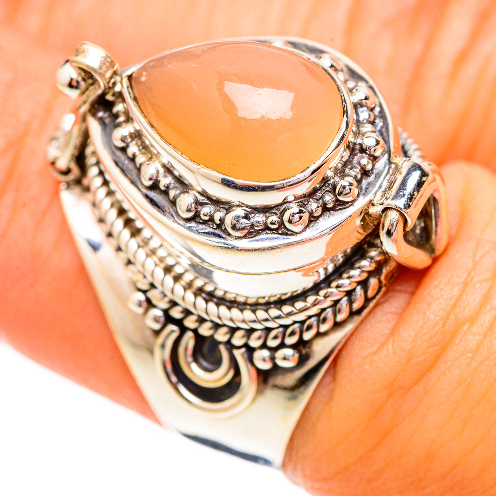 Peach Moonstone Rings handcrafted by Ana Silver Co - RING123750