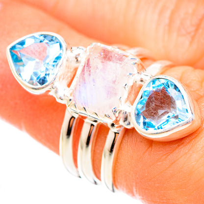 Rainbow Moonstone Rings handcrafted by Ana Silver Co - RING123755