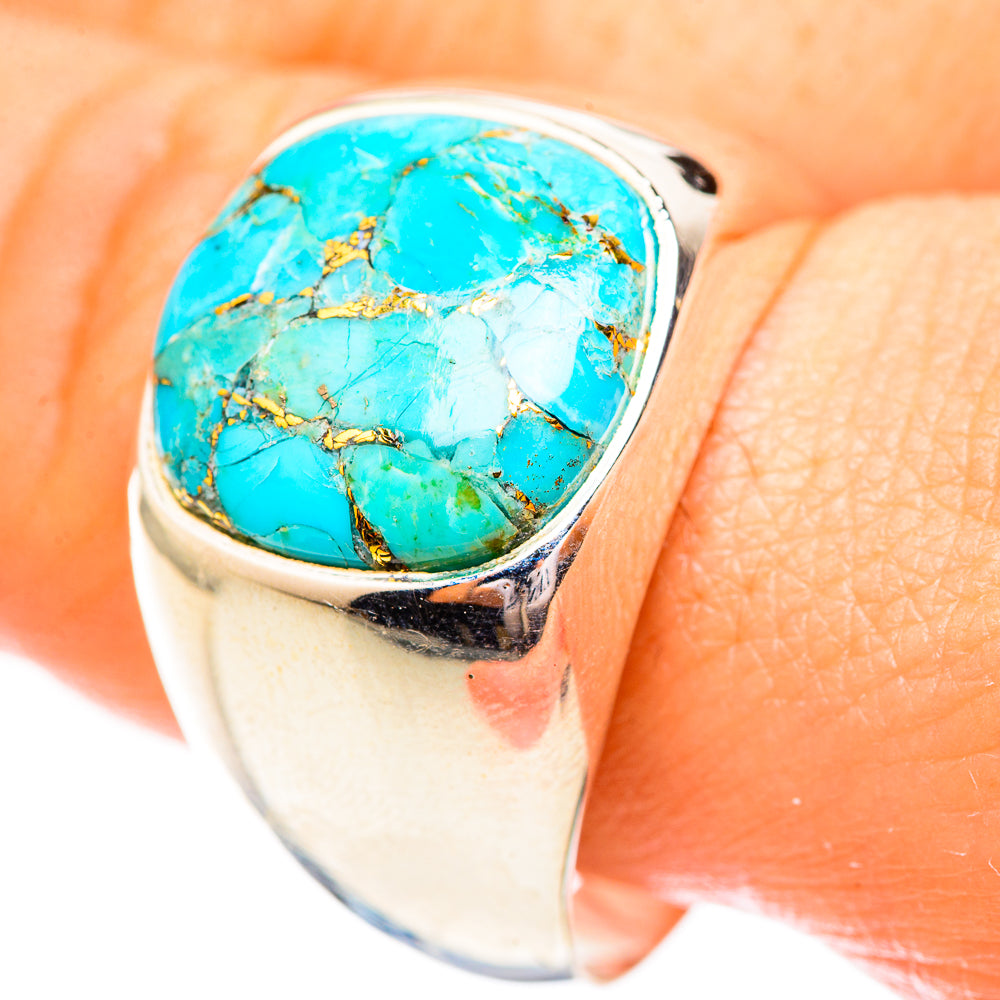 Blue Copper Composite Turquoise Rings handcrafted by Ana Silver Co - RING123756