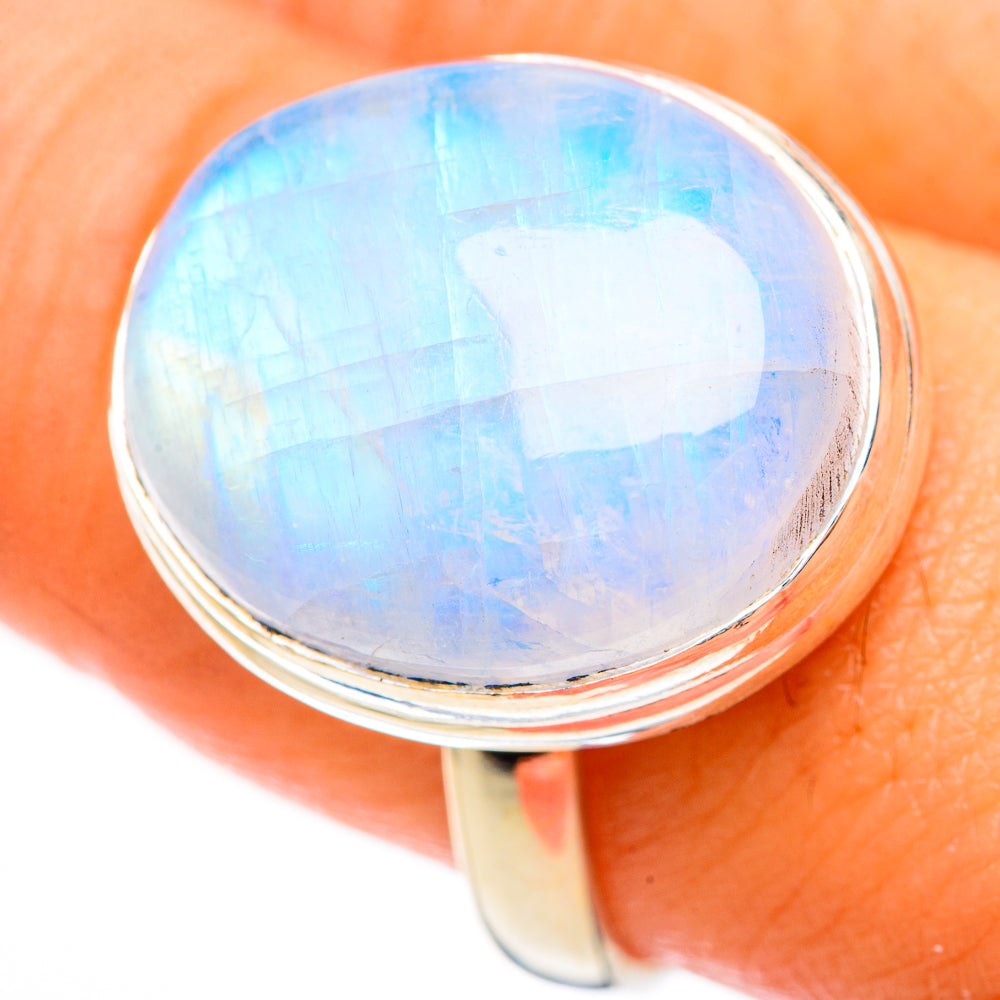 Rainbow Moonstone Rings handcrafted by Ana Silver Co - RING123758