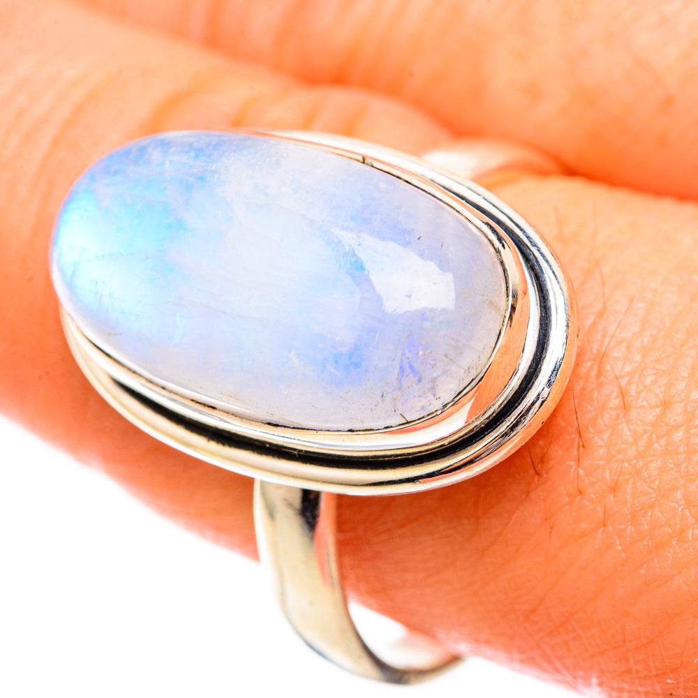 Rainbow Moonstone Rings handcrafted by Ana Silver Co - RING123771