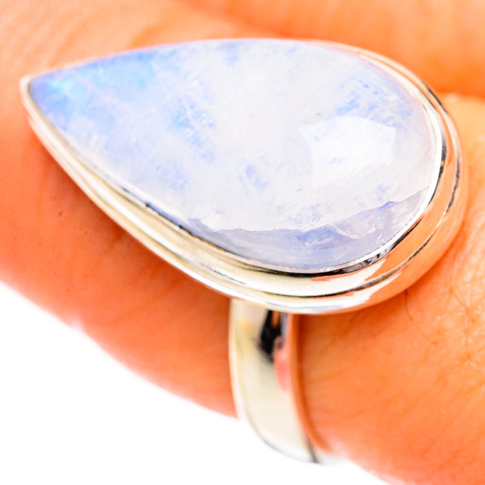 Rainbow Moonstone Rings handcrafted by Ana Silver Co - RING123787