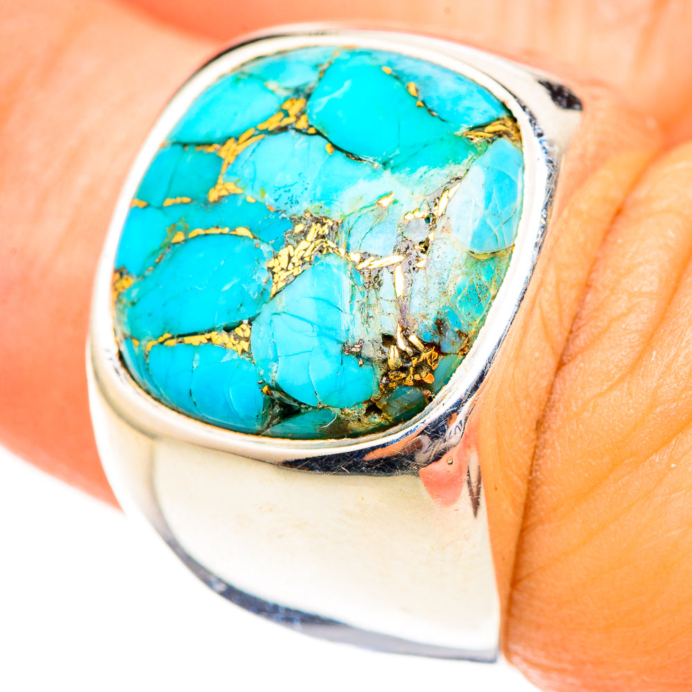 Blue Copper Composite Turquoise Rings handcrafted by Ana Silver Co - RING123796