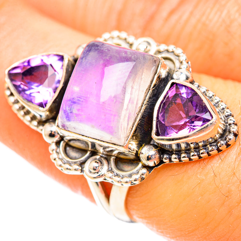 Pink Moonstone Rings handcrafted by Ana Silver Co - RING123798