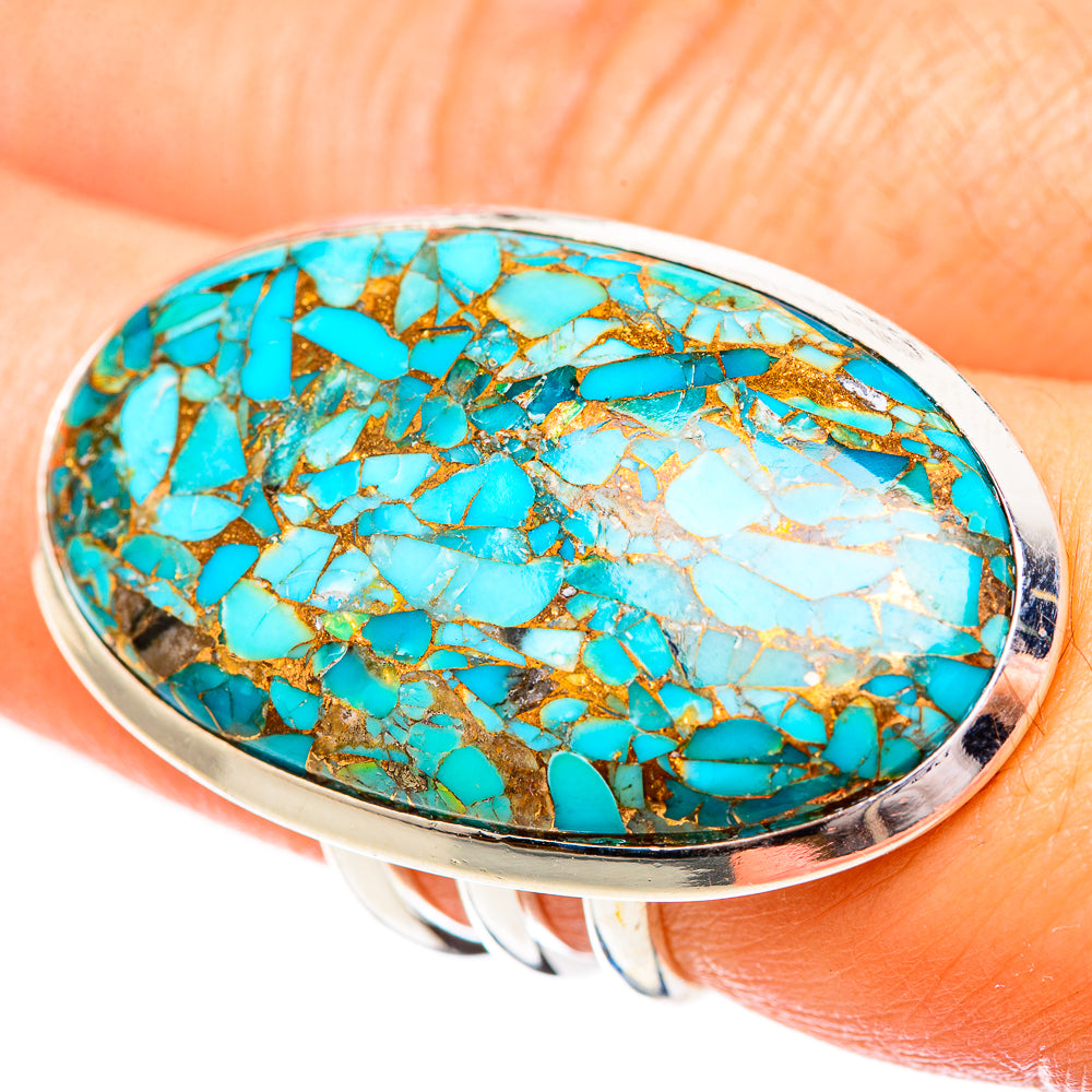 Blue Copper Composite Turquoise Rings handcrafted by Ana Silver Co - RING123806