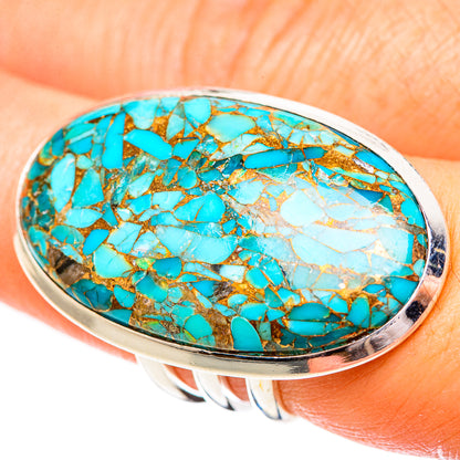 Blue Copper Composite Turquoise Rings handcrafted by Ana Silver Co - RING123806