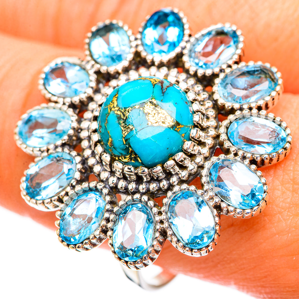 Blue Copper Composite Turquoise Rings handcrafted by Ana Silver Co - RING123811
