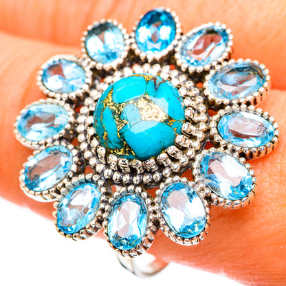 Blue Copper Composite Turquoise Rings handcrafted by Ana Silver Co - RING123811