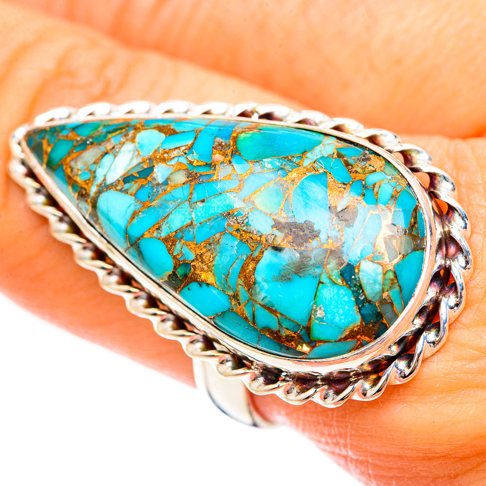 Blue Copper Composite Turquoise Rings handcrafted by Ana Silver Co - RING123813