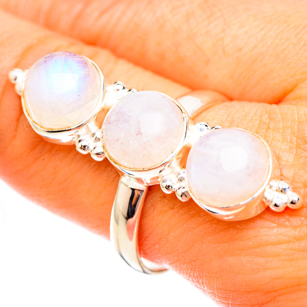 Rainbow Moonstone Rings handcrafted by Ana Silver Co - RING123821
