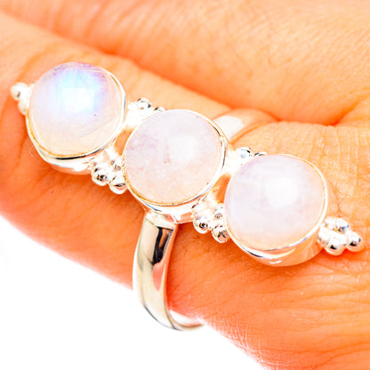 Rainbow Moonstone Rings handcrafted by Ana Silver Co - RING123821