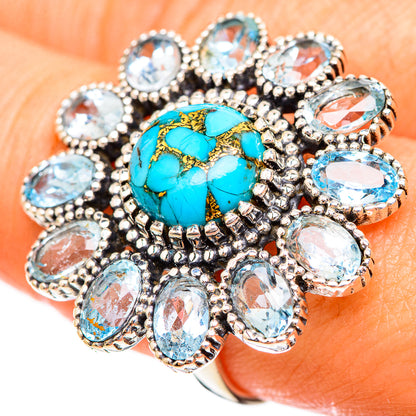 Blue Copper Composite Turquoise Rings handcrafted by Ana Silver Co - RING123831