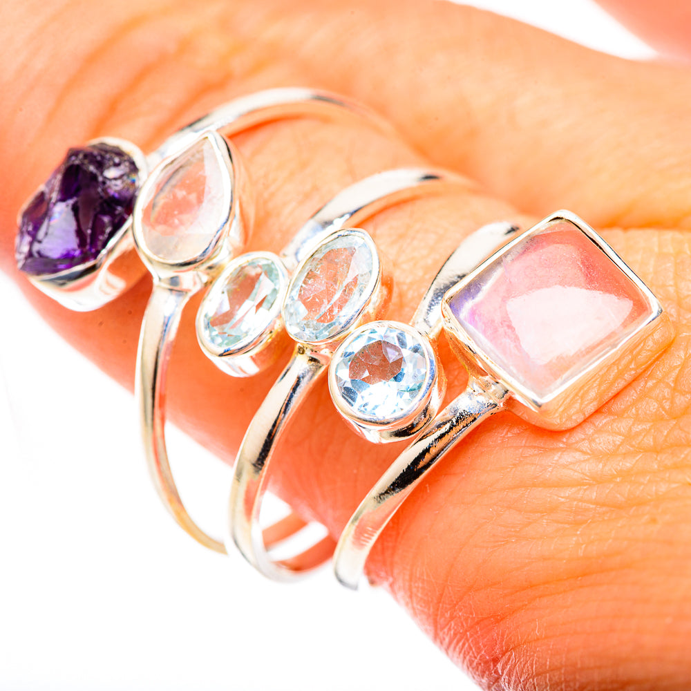 Rainbow Moonstone Rings handcrafted by Ana Silver Co - RING123848