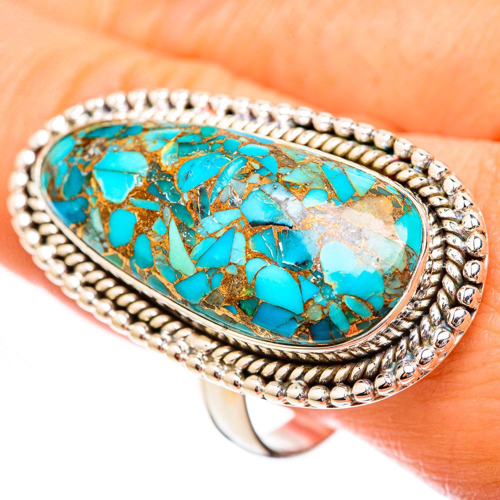 Blue Copper Composite Turquoise Rings handcrafted by Ana Silver Co - RING123853