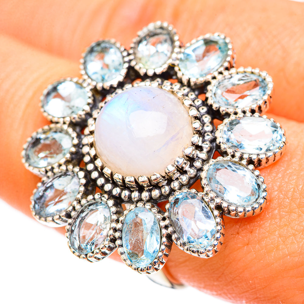 Rainbow Moonstone Rings handcrafted by Ana Silver Co - RING123855