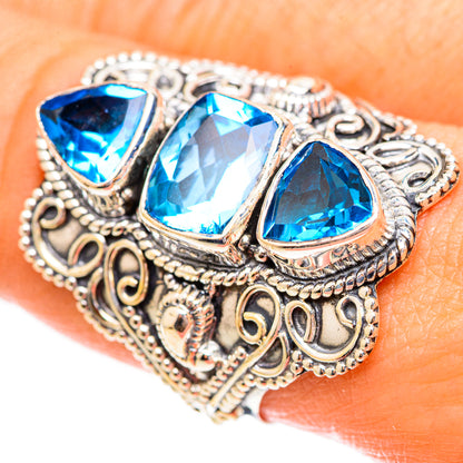Swiss Blue Topaz Rings handcrafted by Ana Silver Co - RING123856