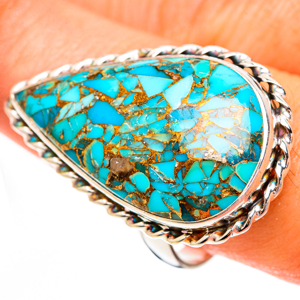 Blue Copper Composite Turquoise Rings handcrafted by Ana Silver Co - RING123877