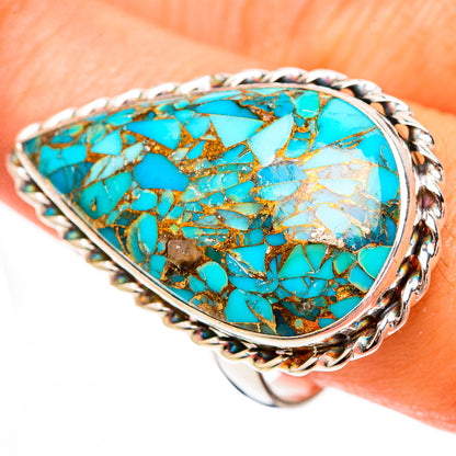 Blue Copper Composite Turquoise Rings handcrafted by Ana Silver Co - RING123877
