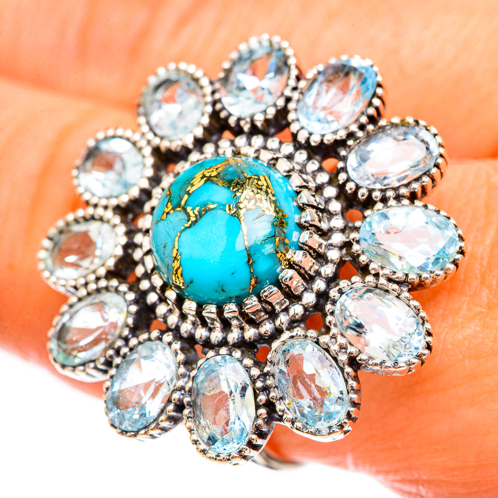 Blue Copper Composite Turquoise Rings handcrafted by Ana Silver Co - RING123878