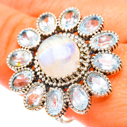 Rainbow Moonstone Rings handcrafted by Ana Silver Co - RING123880