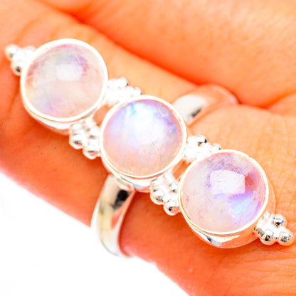 Rainbow Moonstone Rings handcrafted by Ana Silver Co - RING123886
