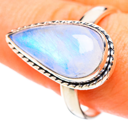 Rainbow Moonstone Rings handcrafted by Ana Silver Co - RING123895
