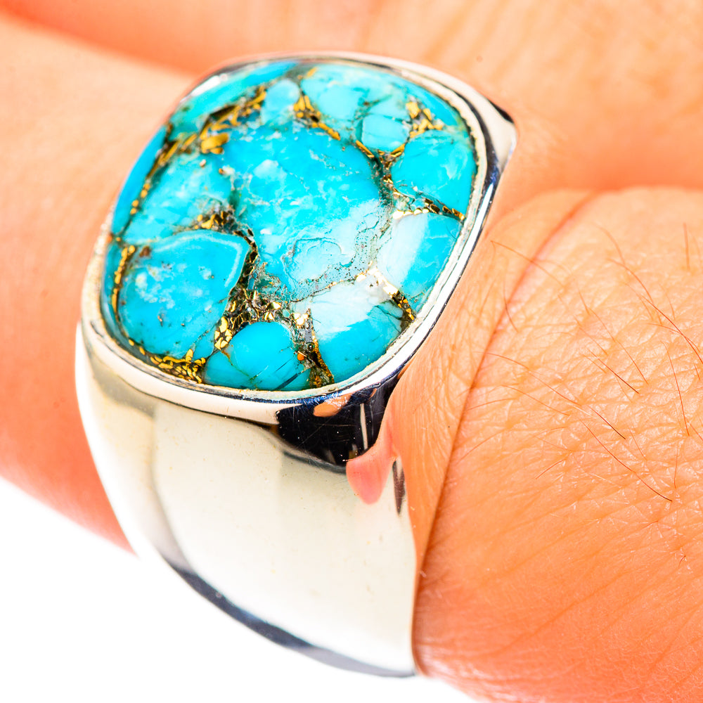 Blue Copper Composite Turquoise Rings handcrafted by Ana Silver Co - RING123900