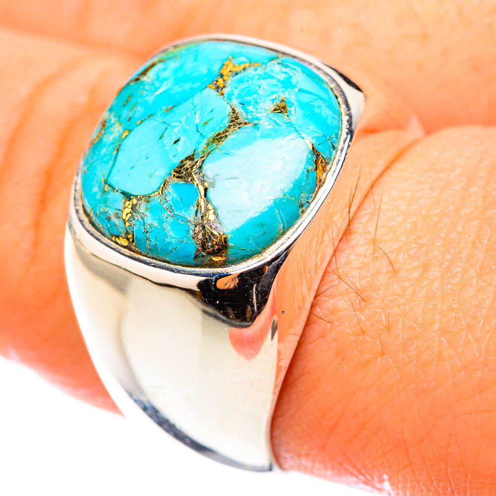 Blue Copper Composite Turquoise Rings handcrafted by Ana Silver Co - RING123922