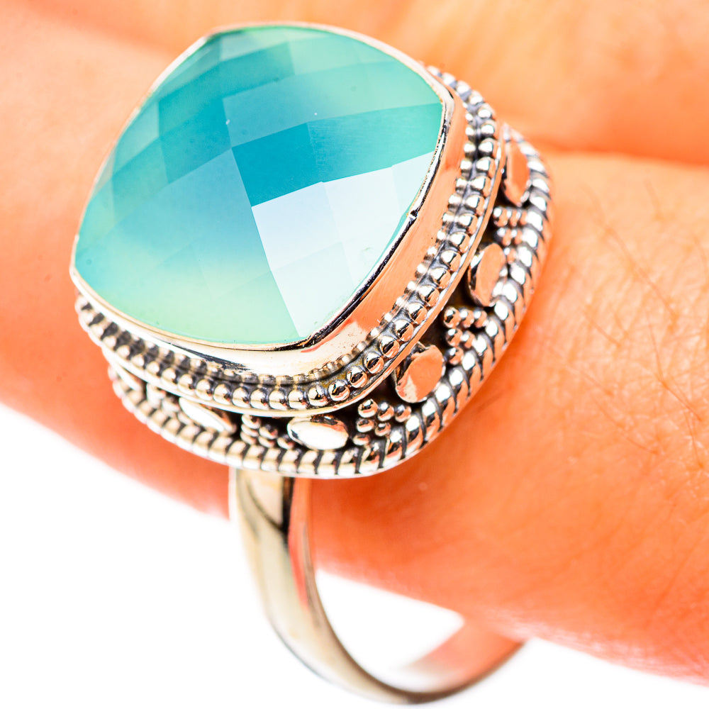 Aqua Chalcedony Rings handcrafted by Ana Silver Co - RING123928