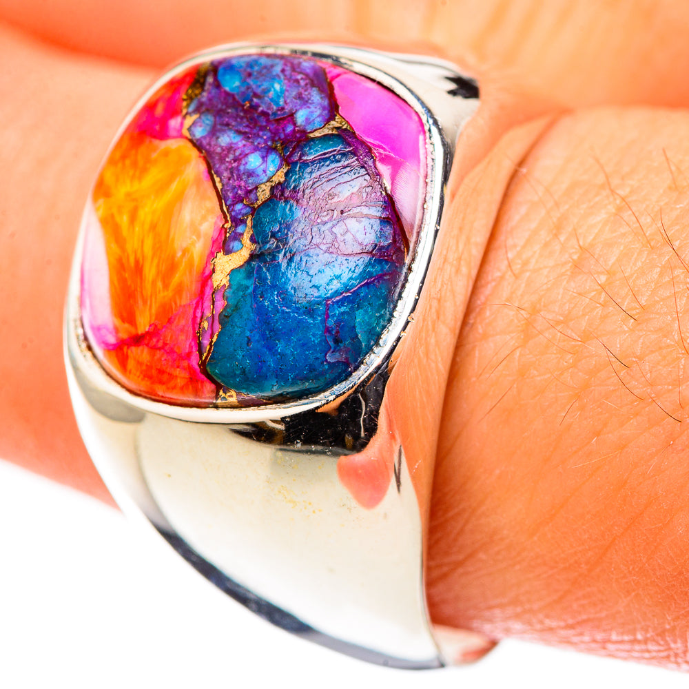 Kingman Pink Dahlia Turquoise Rings handcrafted by Ana Silver Co - RING123943