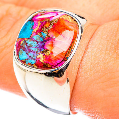 Kingman Pink Dahlia Turquoise Rings handcrafted by Ana Silver Co - RING123972