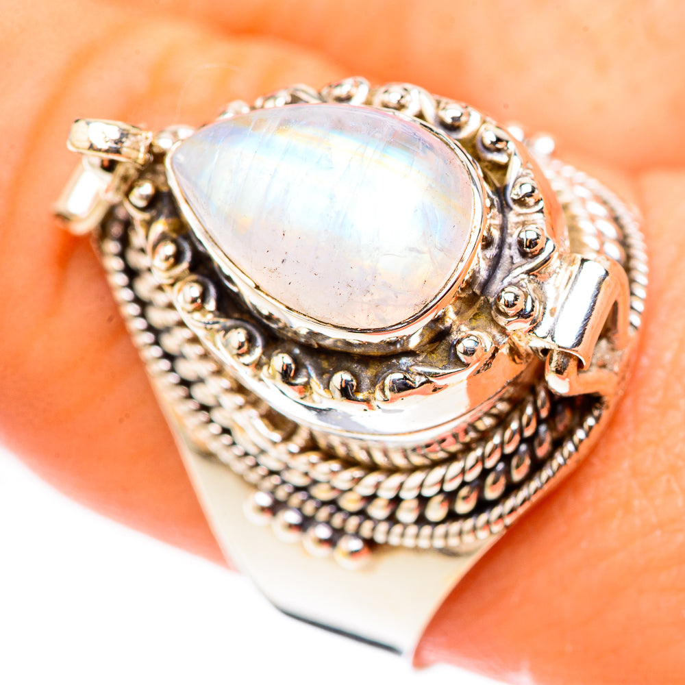 Rainbow Moonstone Rings handcrafted by Ana Silver Co - RING123994