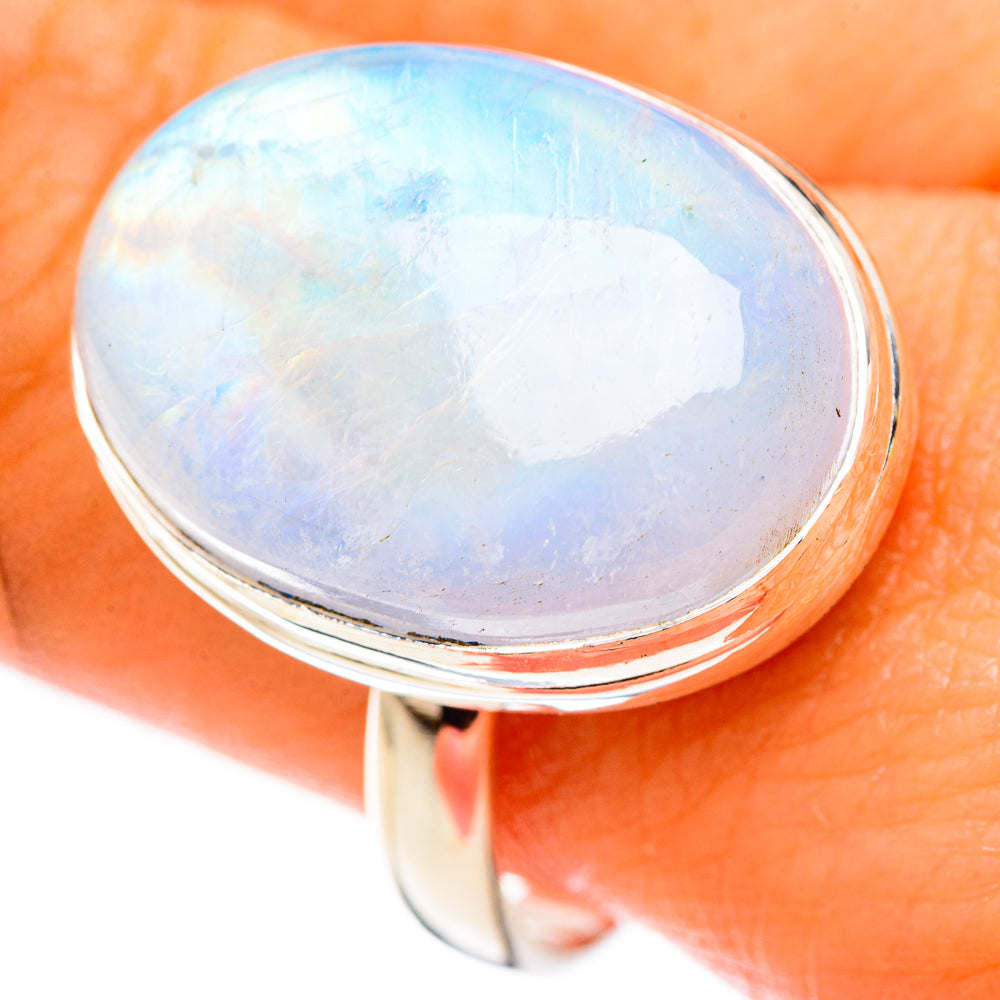 Rainbow Moonstone Rings handcrafted by Ana Silver Co - RING124001