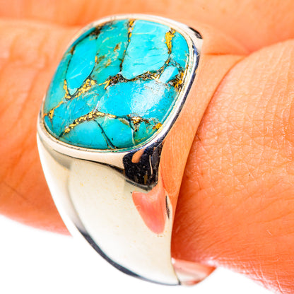 Blue Copper Composite Turquoise Rings handcrafted by Ana Silver Co - RING124003