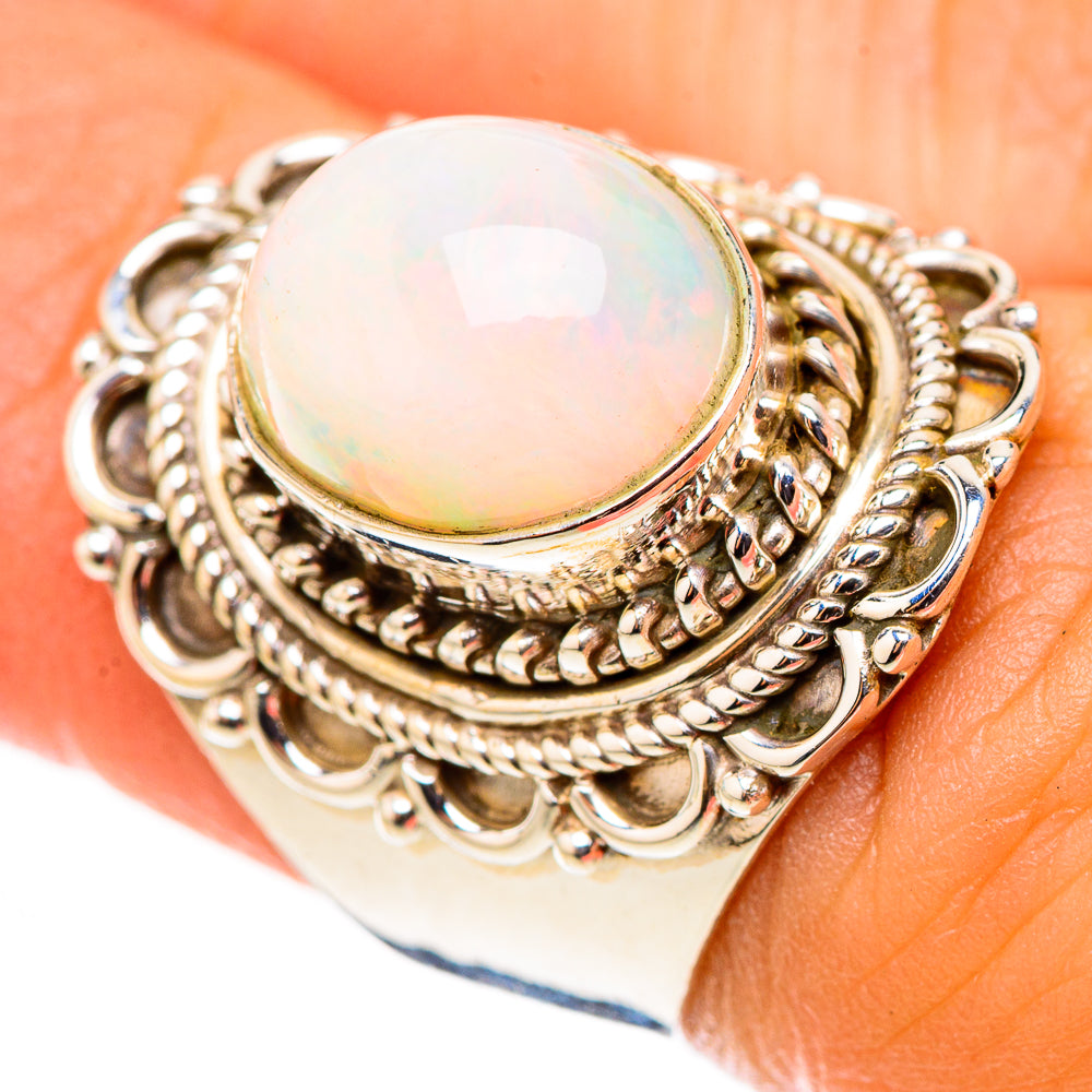 Rainbow Moonstone Rings handcrafted by Ana Silver Co - RING124022