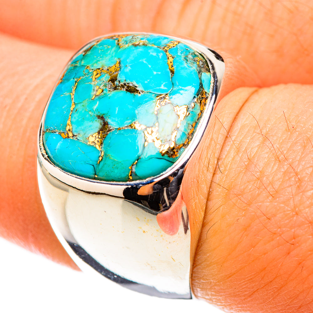 Blue Copper Composite Turquoise Rings handcrafted by Ana Silver Co - RING124026