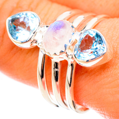 Rainbow Moonstone Rings handcrafted by Ana Silver Co - RING124031