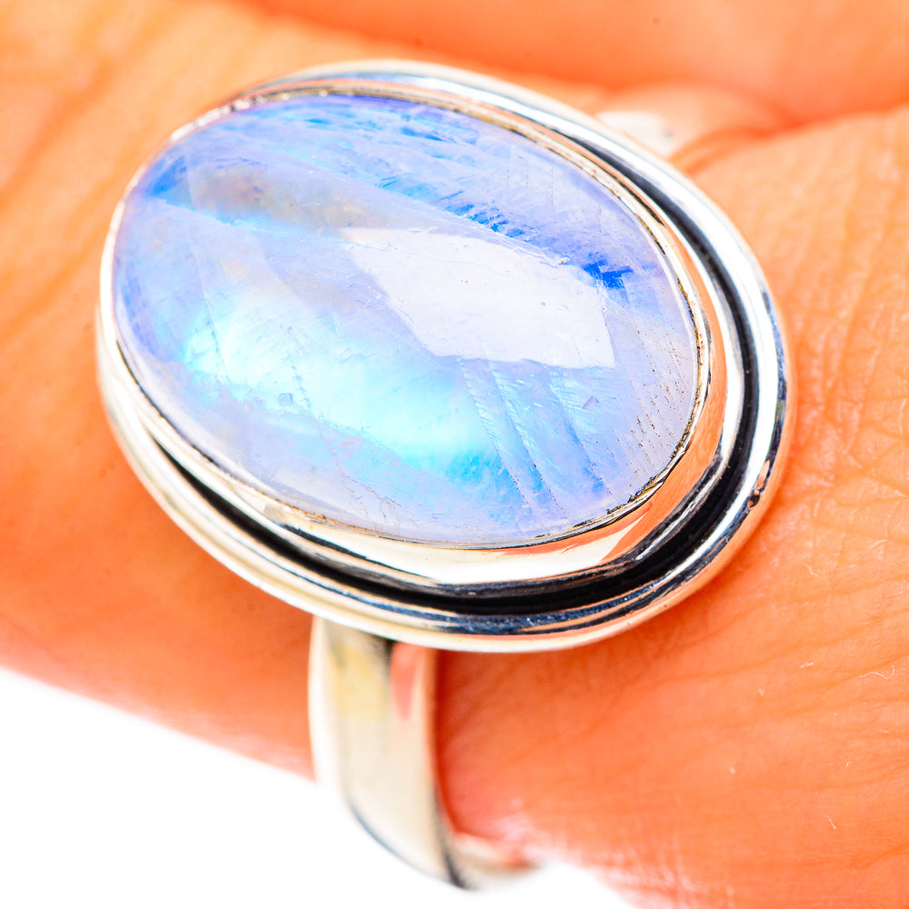 Rainbow Moonstone Rings handcrafted by Ana Silver Co - RING124054