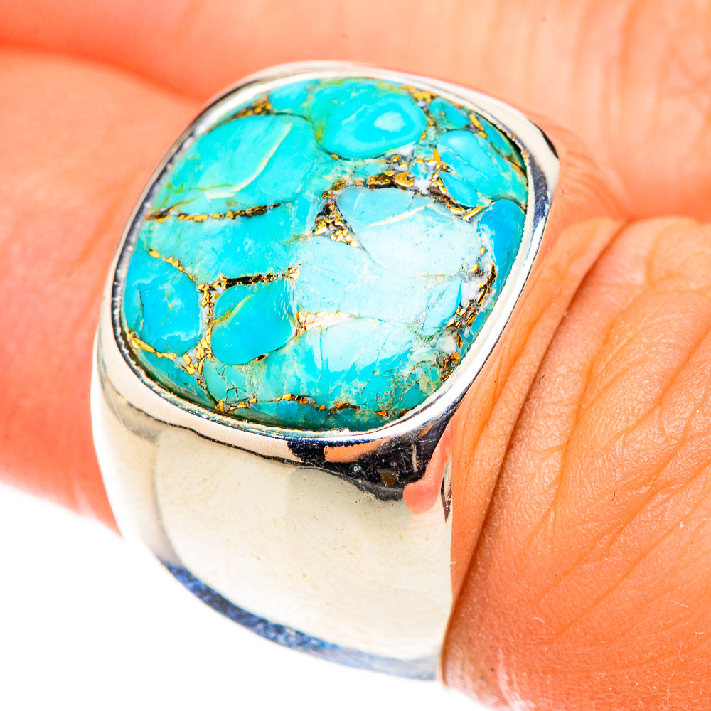 Blue Copper Composite Turquoise Rings handcrafted by Ana Silver Co - RING124090