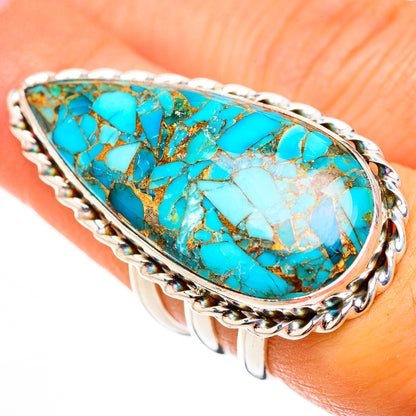 Blue Copper Composite Turquoise Rings handcrafted by Ana Silver Co - RING124094