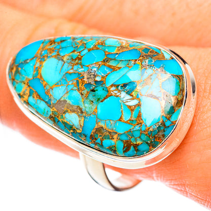 Blue Copper Composite Turquoise Rings handcrafted by Ana Silver Co - RING124097