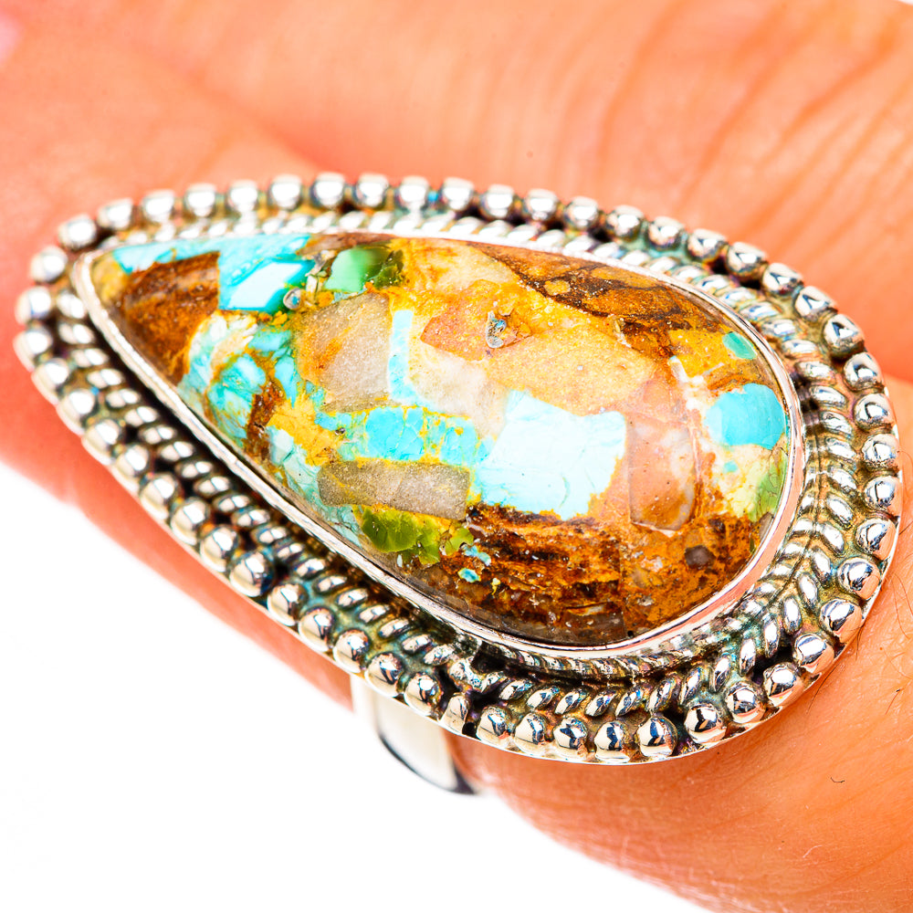 Blue Copper Composite Turquoise Rings handcrafted by Ana Silver Co - RING124099