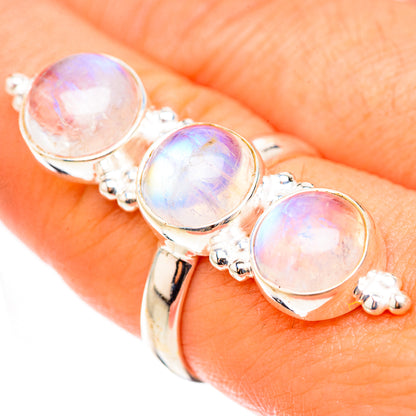 Rainbow Moonstone Rings handcrafted by Ana Silver Co - RING124112