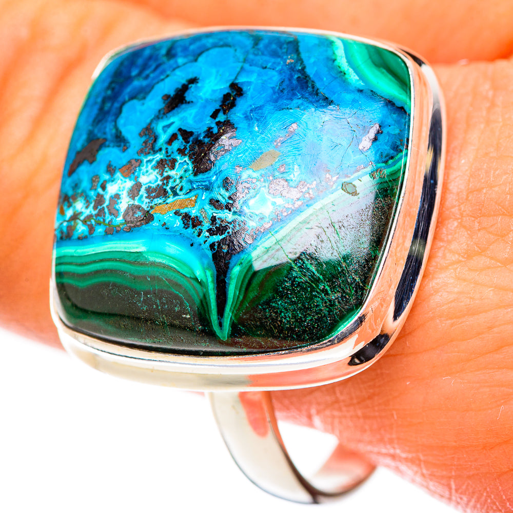 Malachite In Chrysocolla Rings handcrafted by Ana Silver Co - RING124116