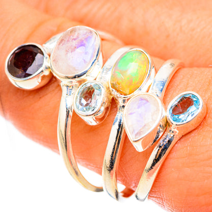 Rainbow Moonstone Rings handcrafted by Ana Silver Co - RING124117