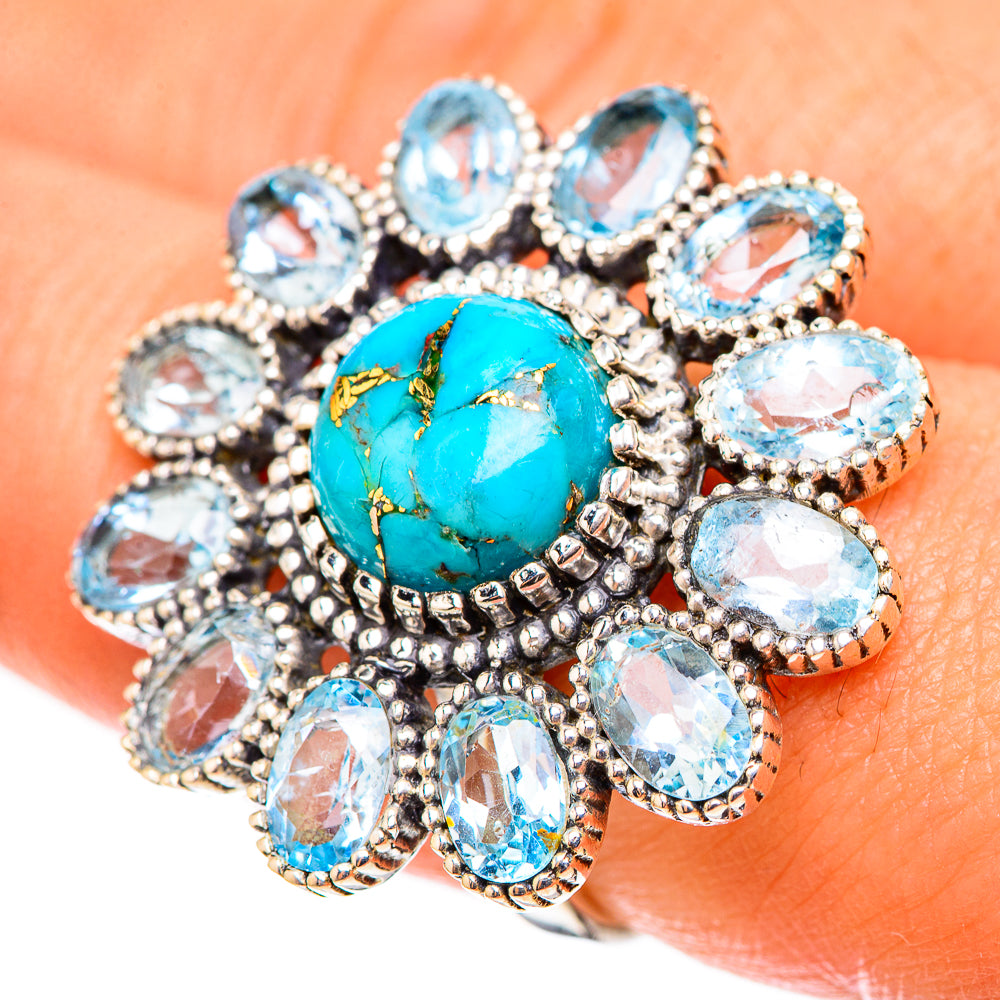 Blue Copper Composite Turquoise Rings handcrafted by Ana Silver Co - RING124120