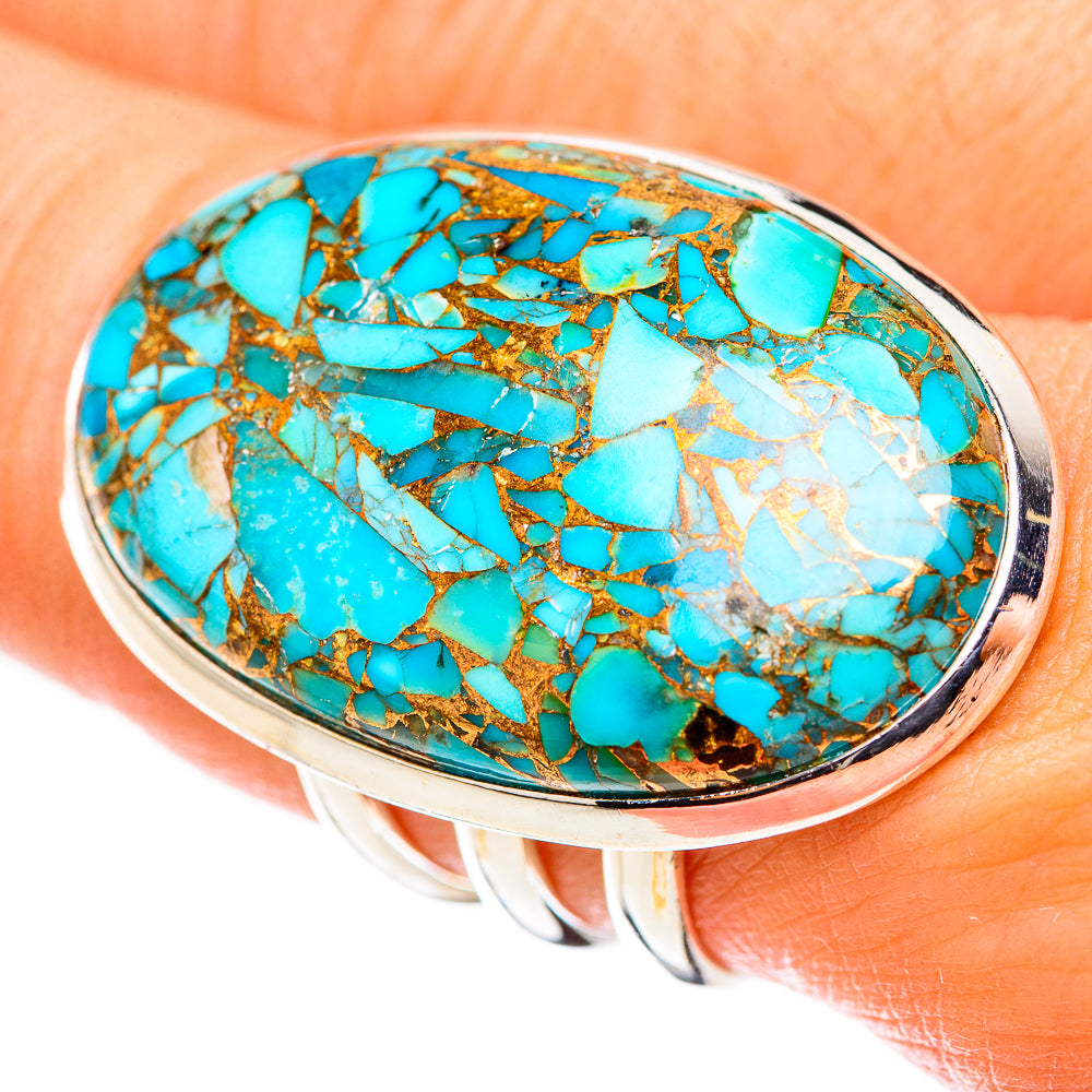 Blue Copper Composite Turquoise Rings handcrafted by Ana Silver Co - RING124121