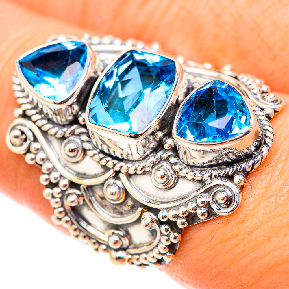 Swiss Blue Topaz Rings handcrafted by Ana Silver Co - RING124122