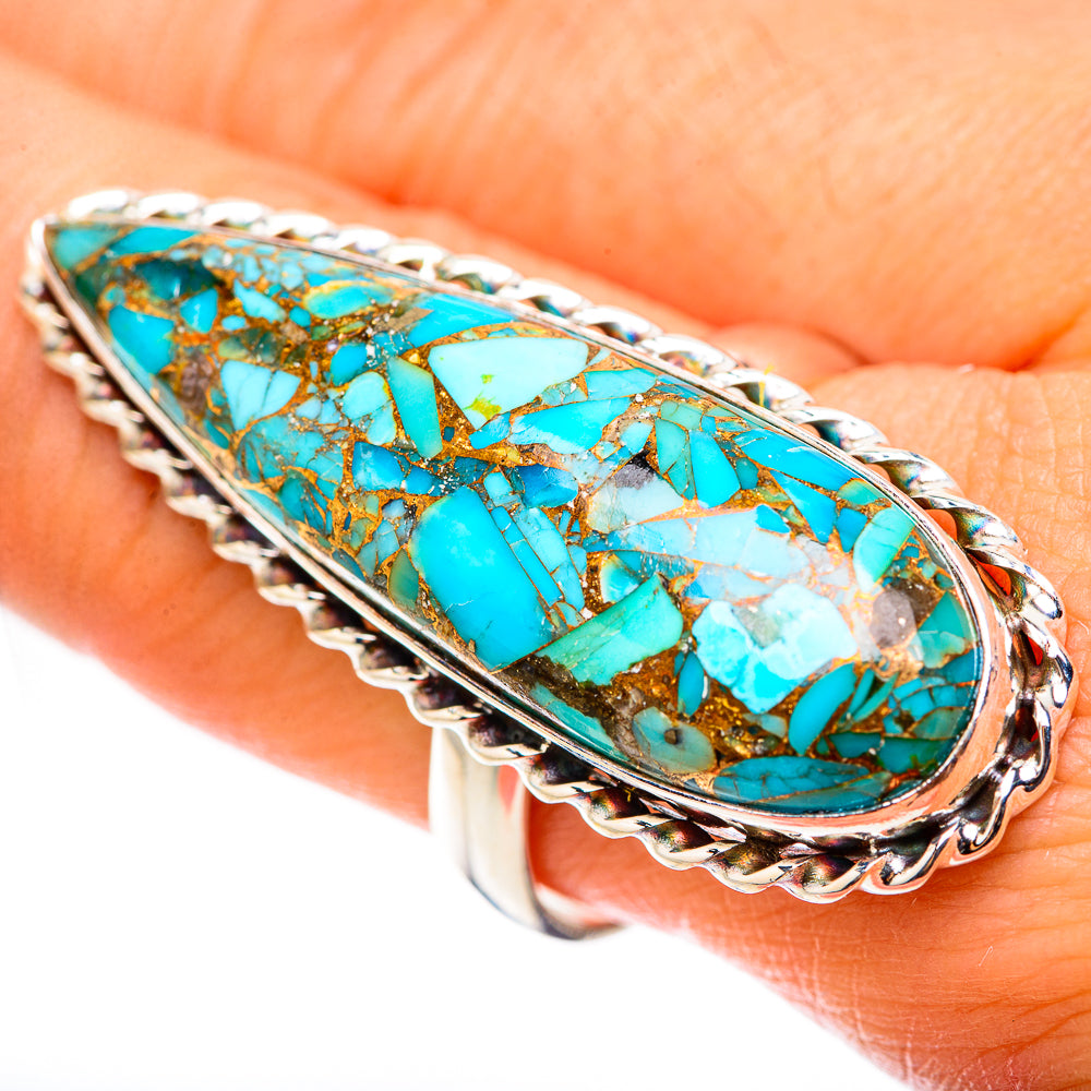 Blue Copper Composite Turquoise Rings handcrafted by Ana Silver Co - RING124125